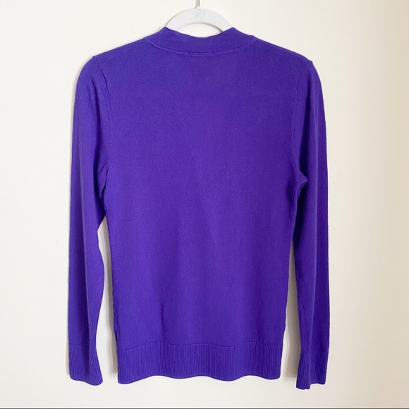 Tory Burch Simone Cardigan Long Sleeve Purple Small - Picture 4 of 6
